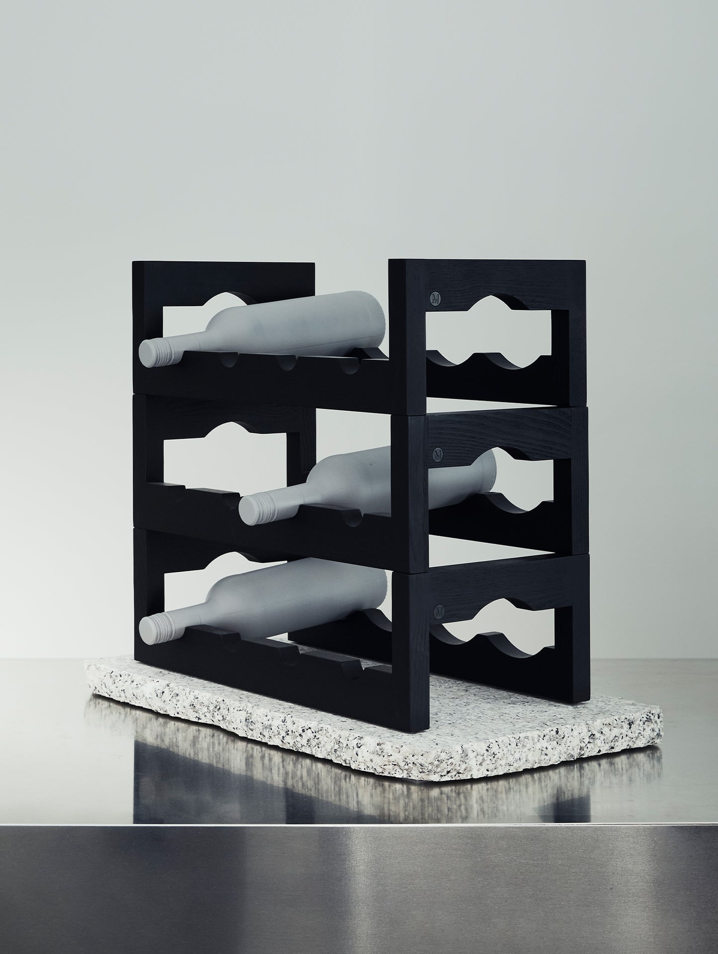 Silo Wine Rack by Massproductions - Black Stained Ash