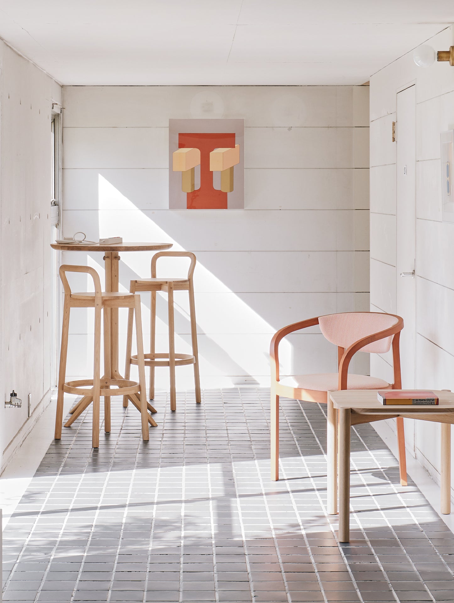 Castor Barstool with Backrest by Karimoku New Standard