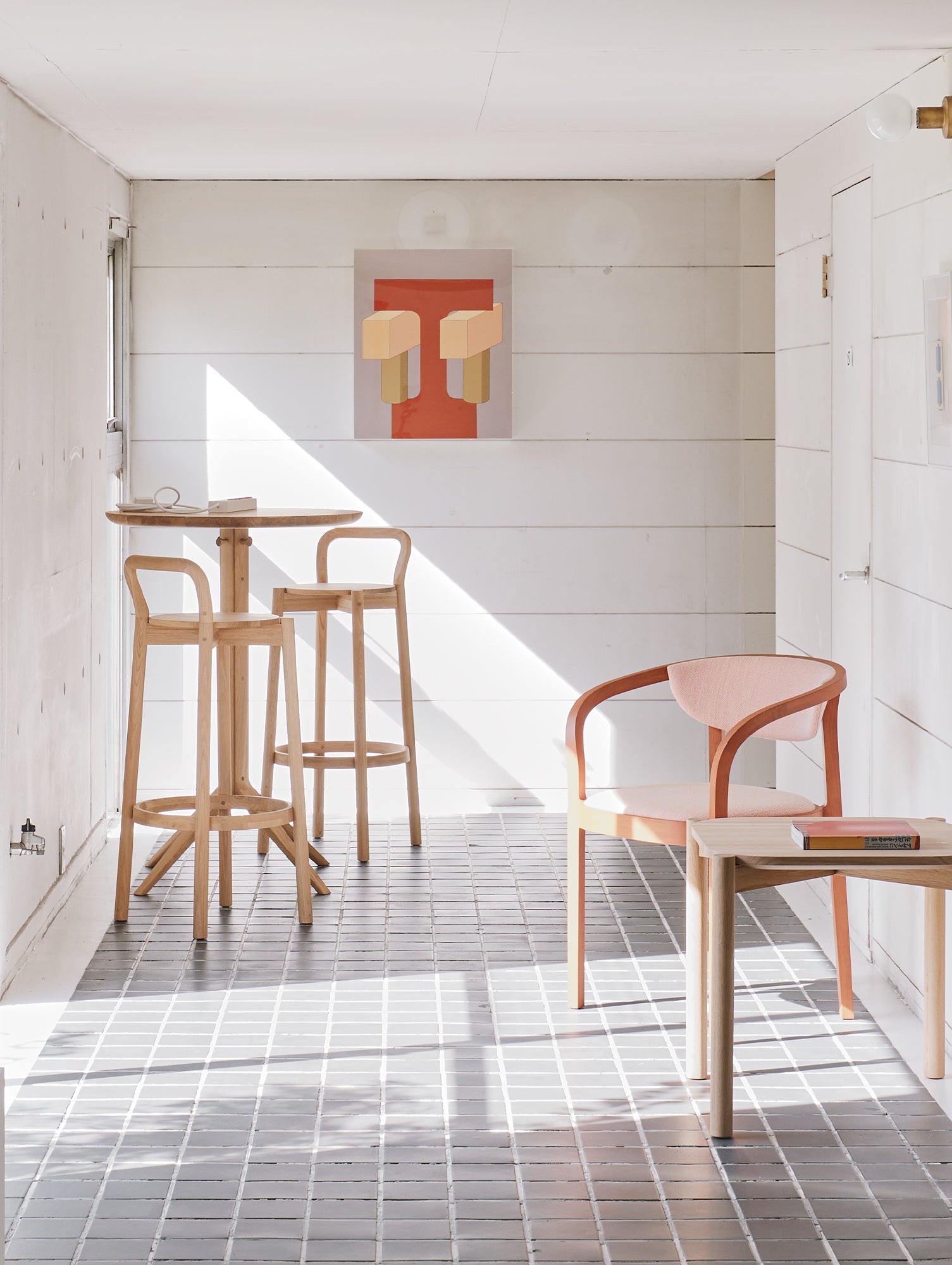 Castor Barstool with Backrest by Karimoku New Standard