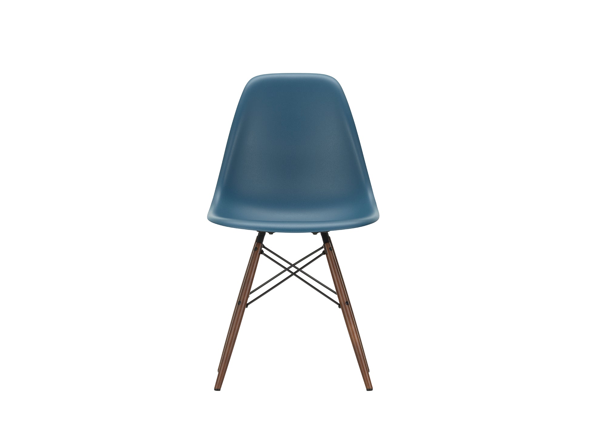 Vitra Eames DSW Plastic Side Chair - 83 Sea Blue / Dark Maple Base