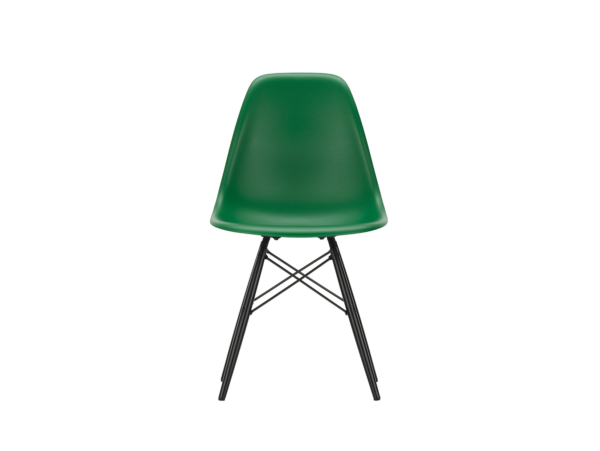 Vitra Eames DSW Plastic Side Chair - 17 Emerald / Black Maple