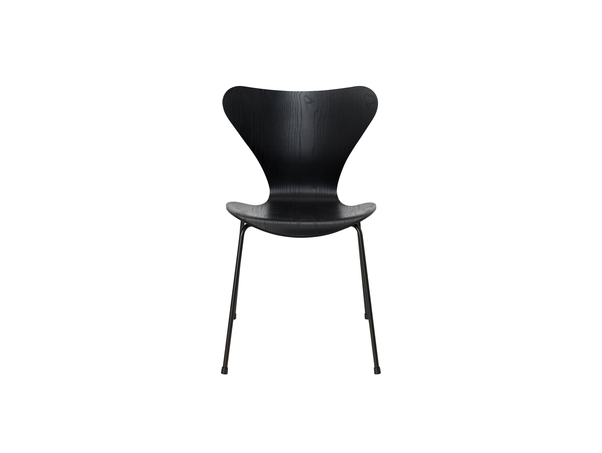 Series 7™ 3107 Dining Chair by Fritz Hansen - Black Coloured Ash Veneer Shell / Black Steel