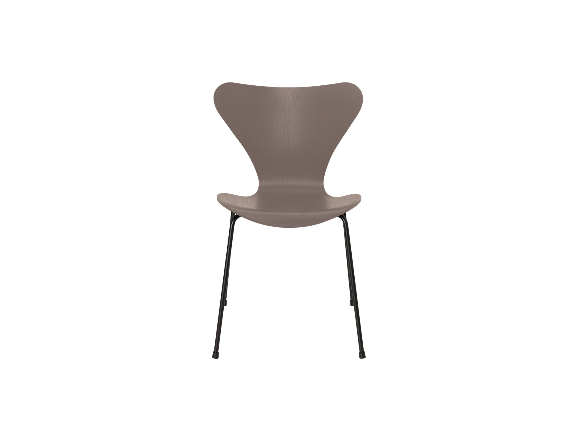 Series 7™ 3107 Dining Chair by Fritz Hansen - Deep Clay Coloured Ash Veneer Shell / Black Steel