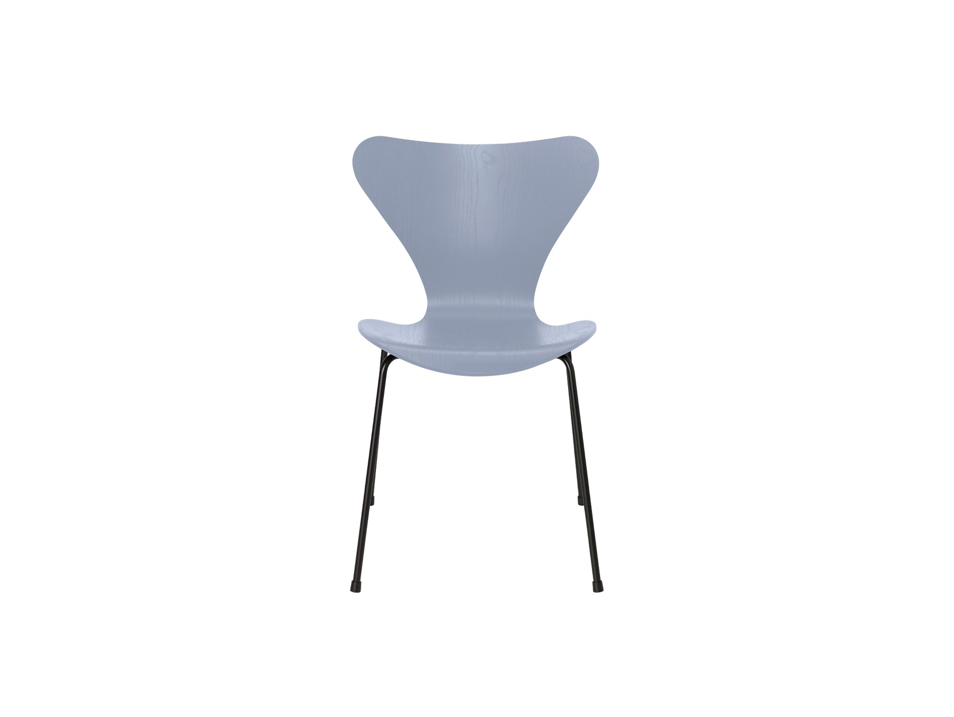 Series 7™ 3107 Dining Chair by Fritz Hansen - Lavender Blue Coloured Ash Veneer Shell / Black Steel