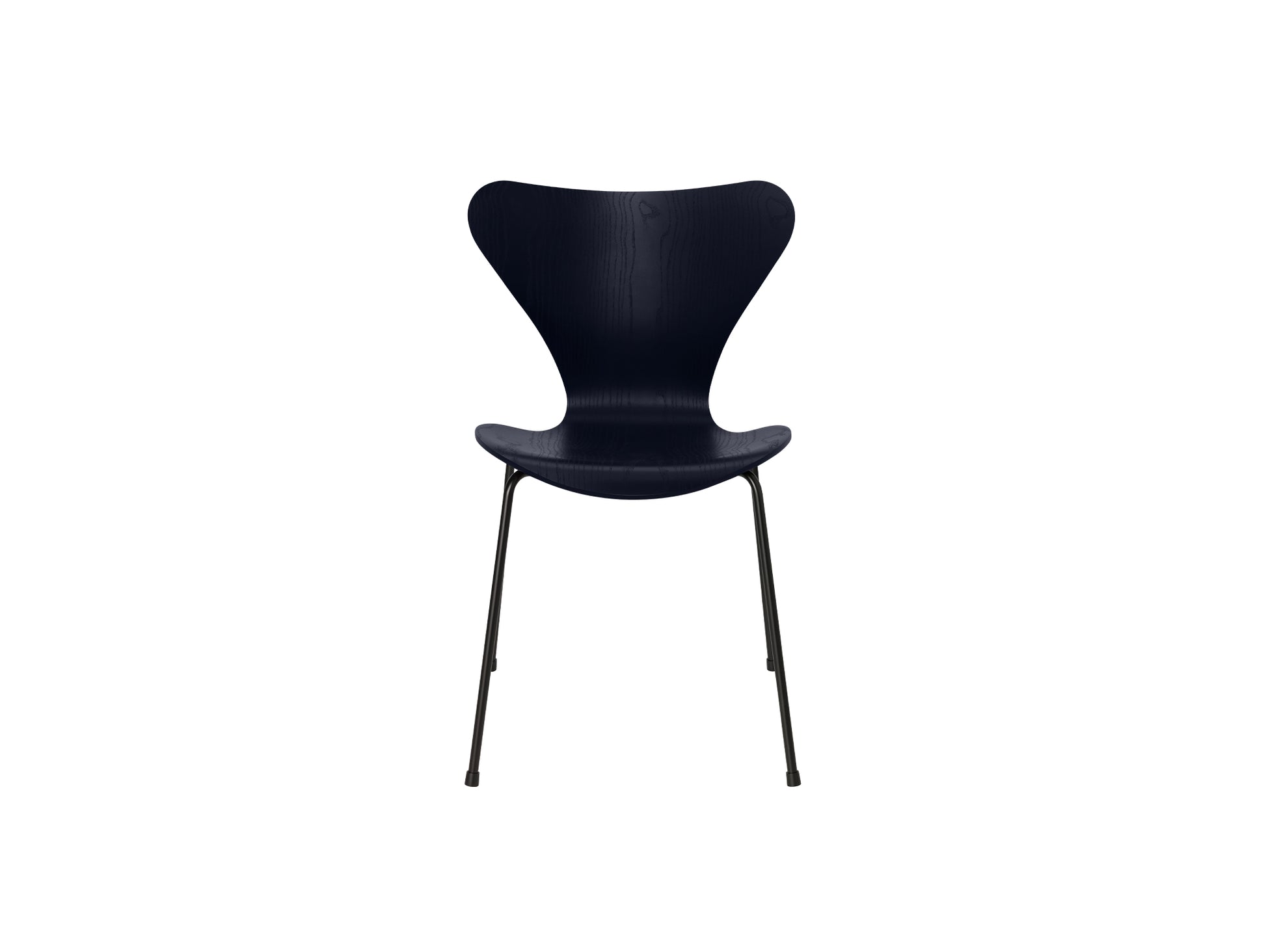 Series 7™ 3107 Dining Chair by Fritz Hansen - Midnight Blue Coloured Ash Veneer Shell / Black Steel