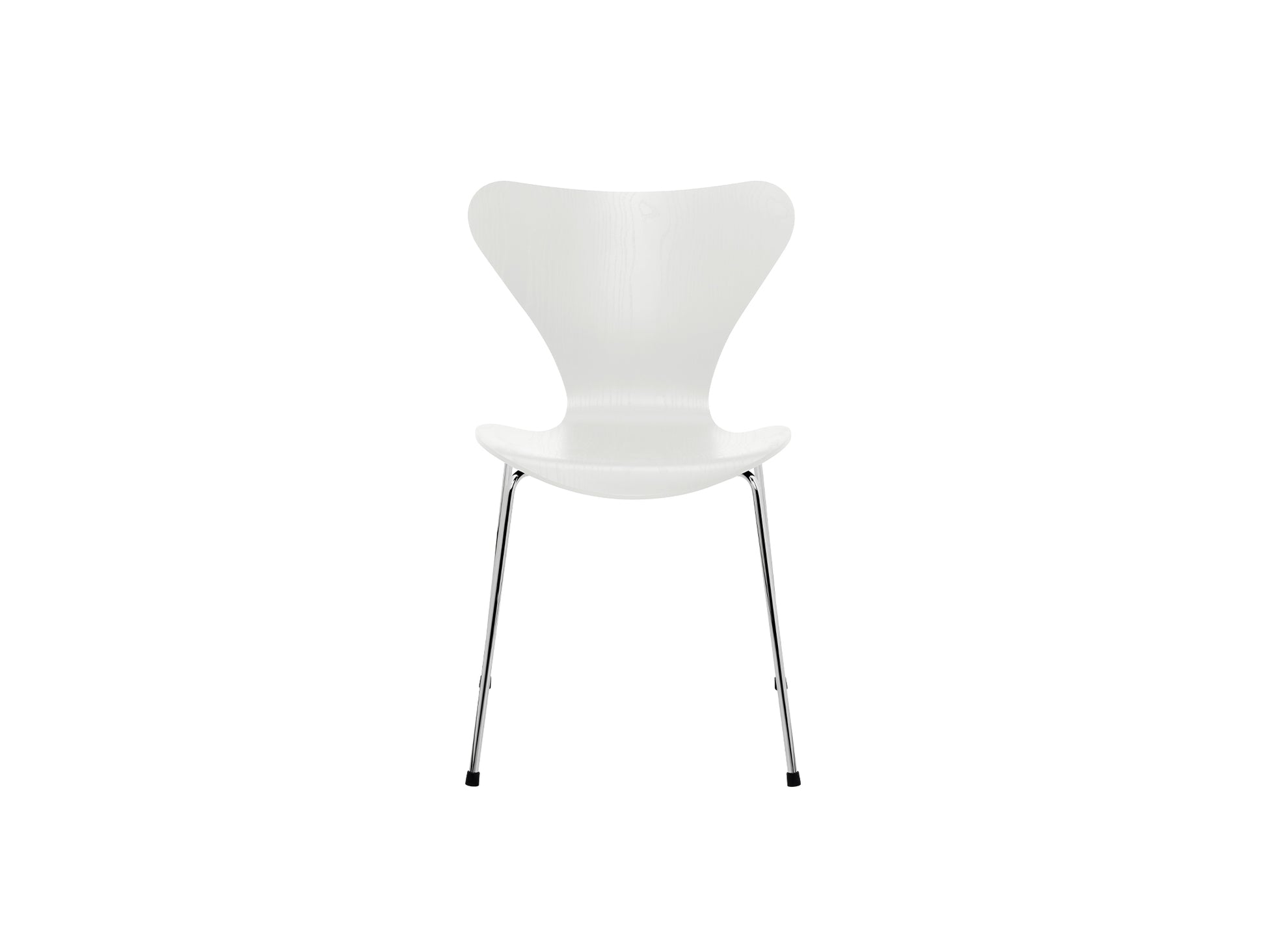 Series 7™ 3107 Dining Chair by Fritz Hansen - White Coloured Ash Veneer Shell / Chromed Steel