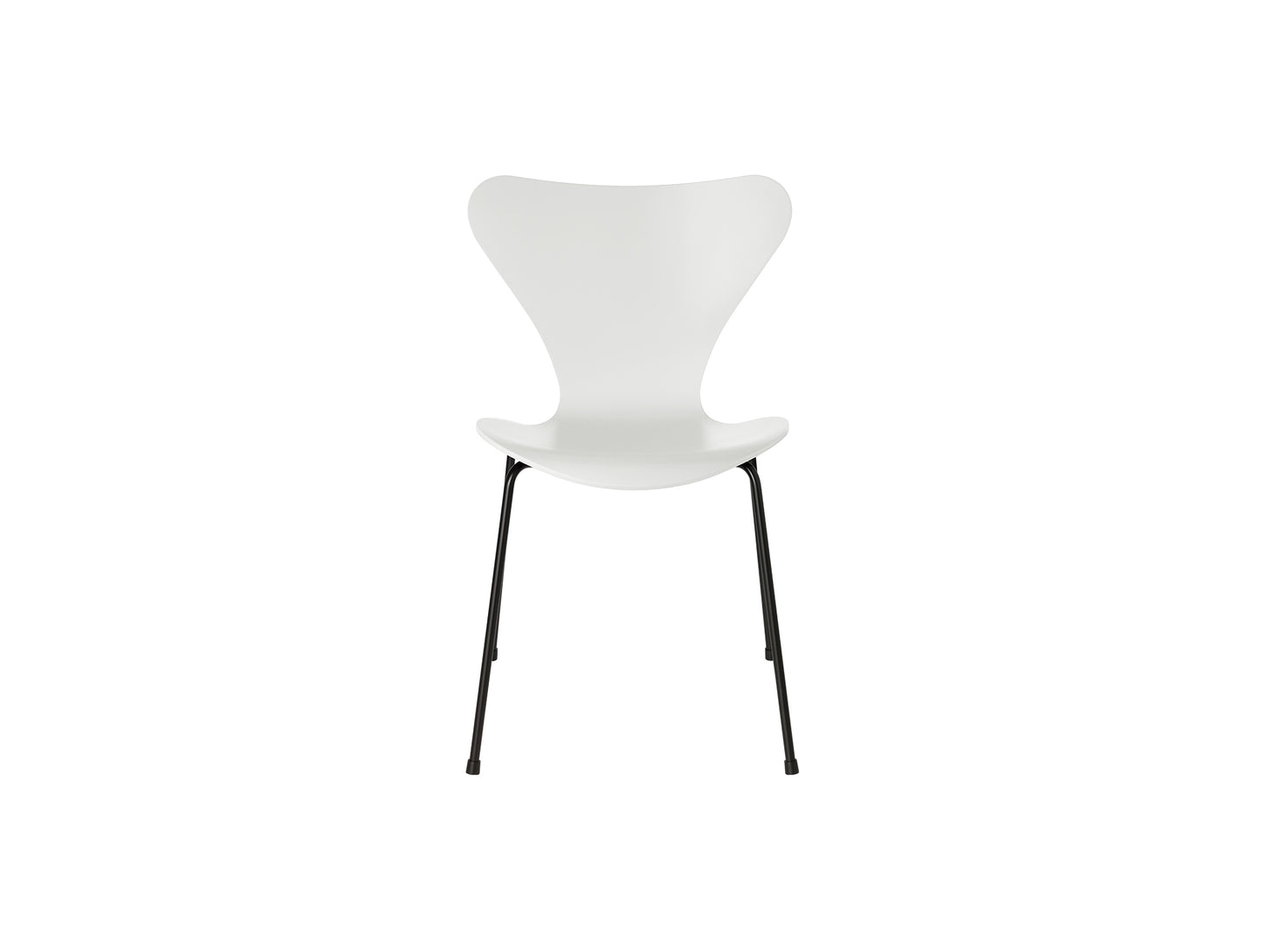 Series 7™ 3107 Dining Chair by Fritz Hansen - White Lacquered Veneer Shell / Black Steel
