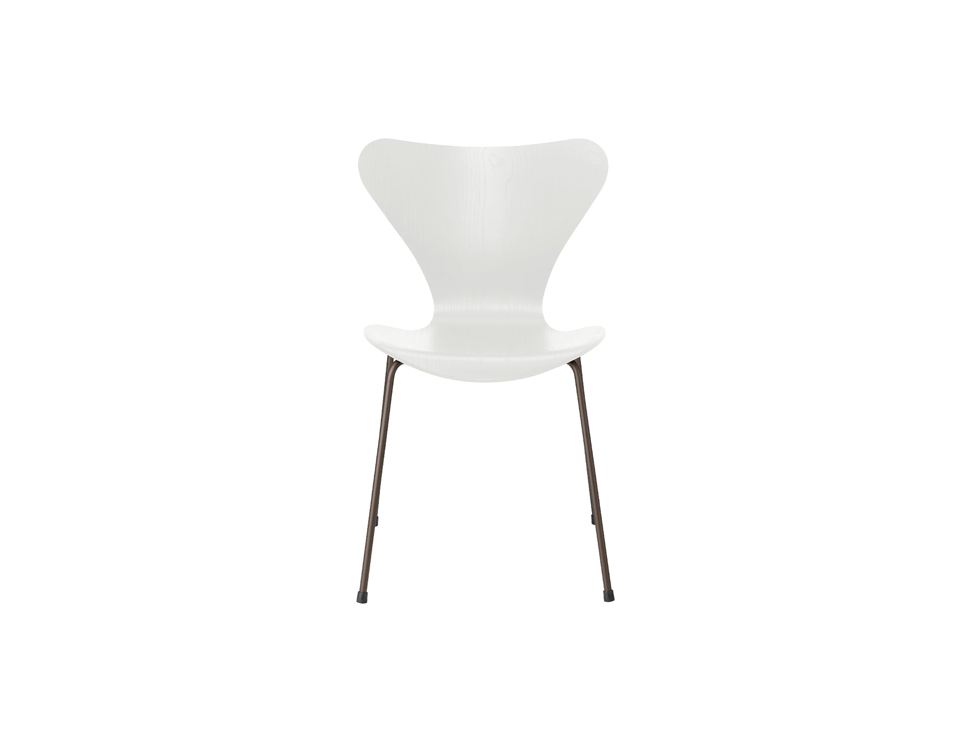 Series 7™ 3107 Dining Chair by Fritz Hansen - White Coloured Ash Veneer Shell / Brown Bronze Steel