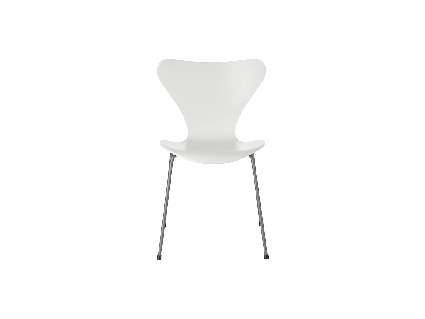Series 7™ 3107 Dining Chair by Fritz Hansen - White Lacquered Veneer Shell / Silver Grey Steel