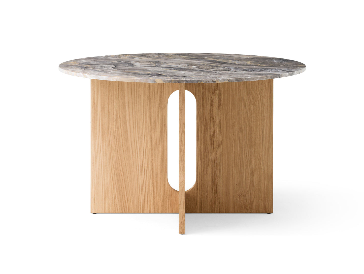 Androgyne Dining Table (Marble Edition) by Audo Copenhagen - Grey Galaxy Marble / Oak Base