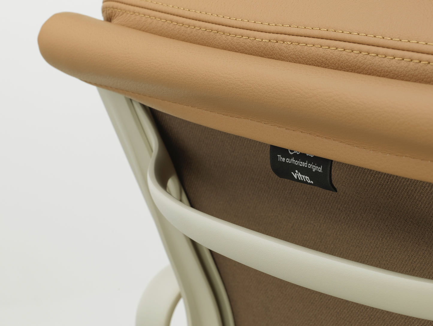Soft Pad Office Chair EA 231 by Vitra - Chalk Powder-Coated Aluminium / Seat: Ochre Premium F Leather / Back: Plano Coffee (L50)