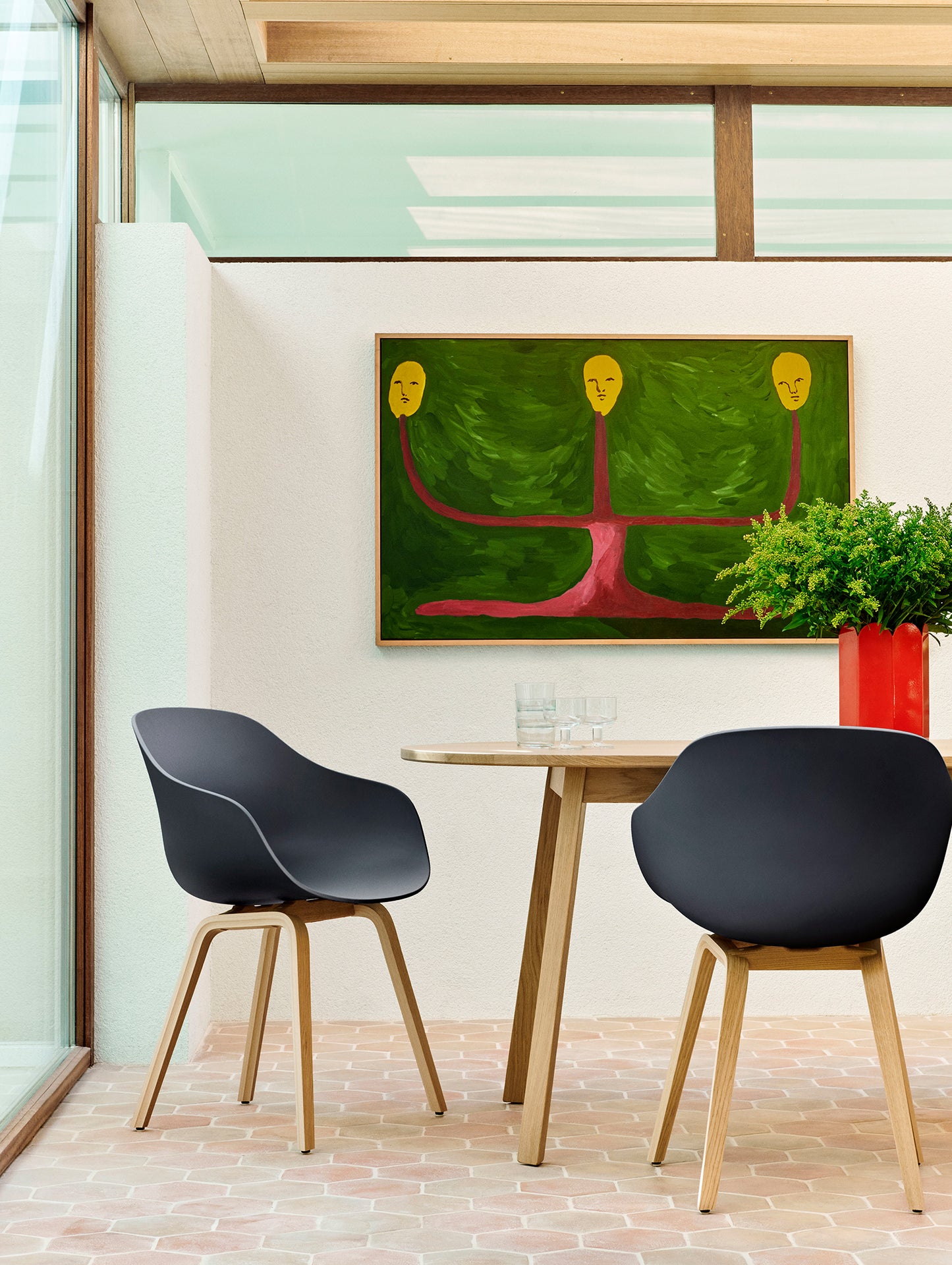 About A Chair AAC 222 - New Colours by HAY / Black Shell / Lacquered Oak Base