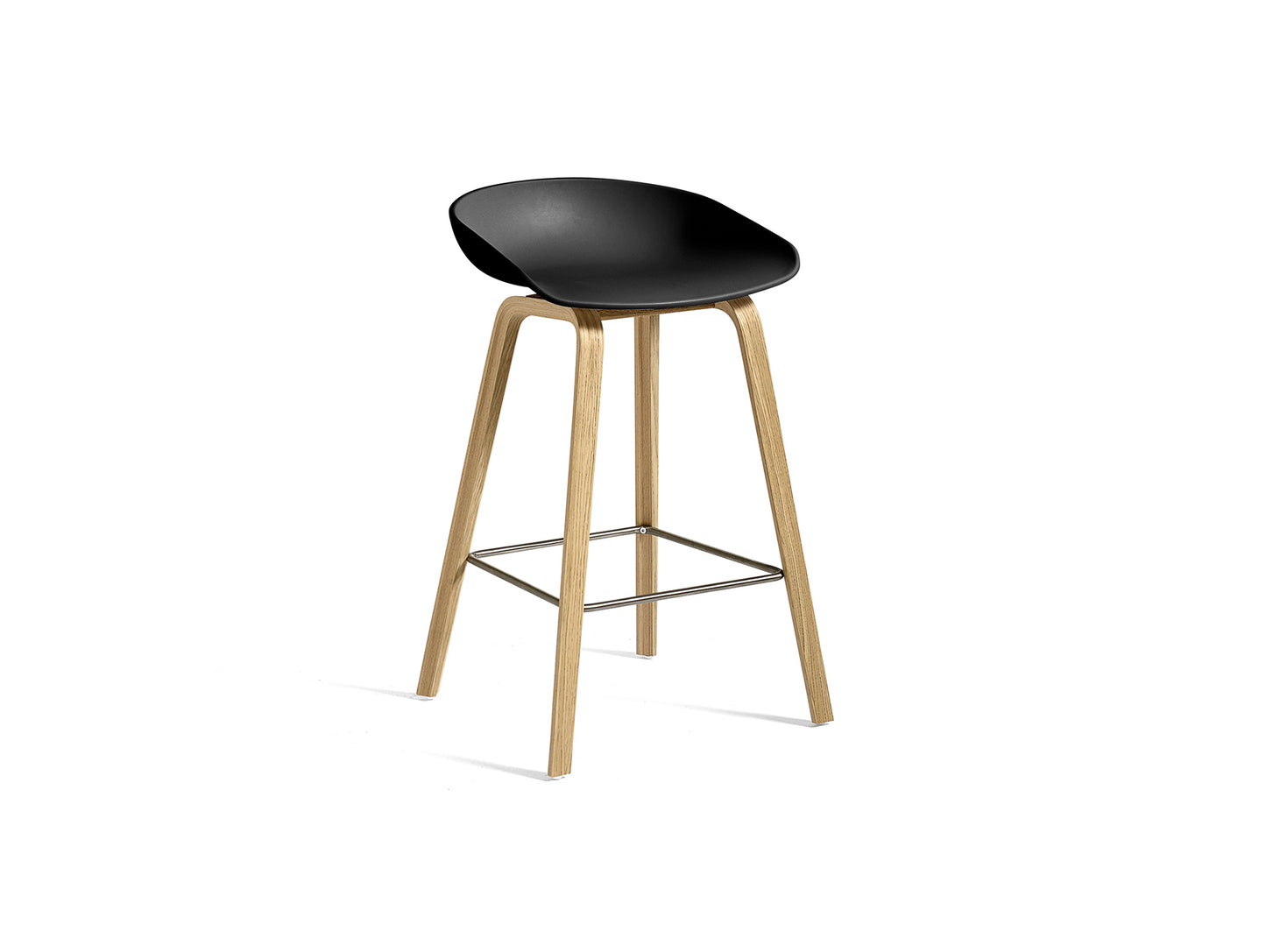 About A Stool AAS 32 by HAY - H 65cm / Black Shell / Lacquered Oak Base