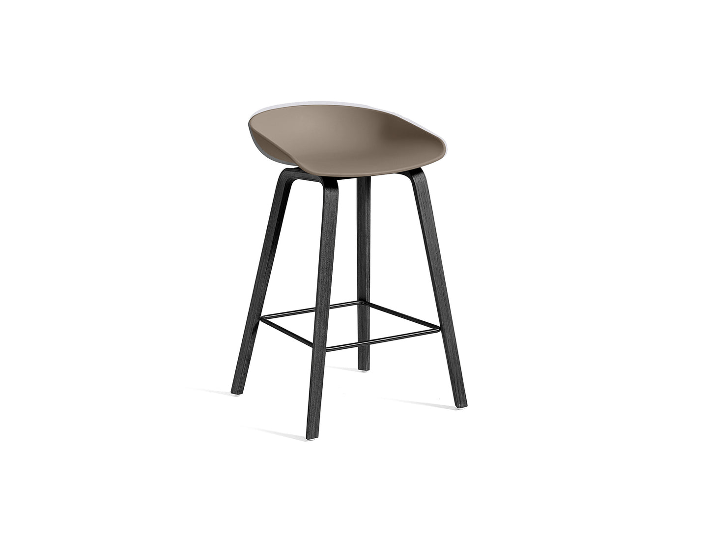 About A Stool AAS 32 by HAY - H 65cm / Khaki Shell / Black Lacquered Oak Base