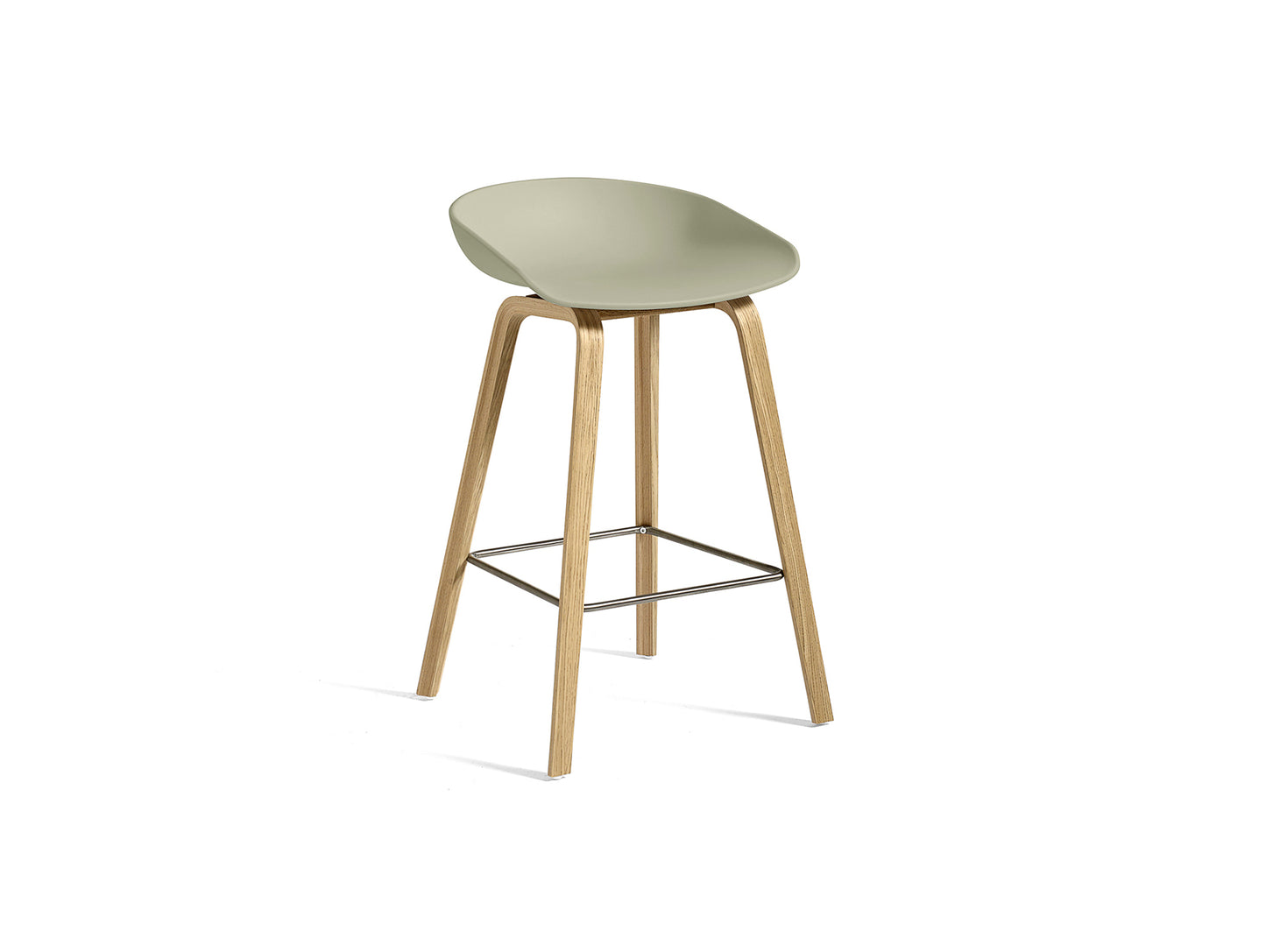 About A Stool AAS 32 by HAY - H 65cm / Pastel Green Shell / Lacquered Oak Base