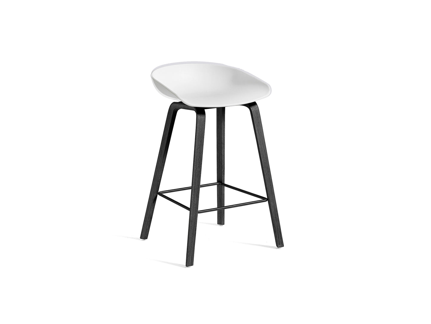 About A Stool AAS 32 by HAY - H 65cm / White Shell / Black Lacquered Oak Base