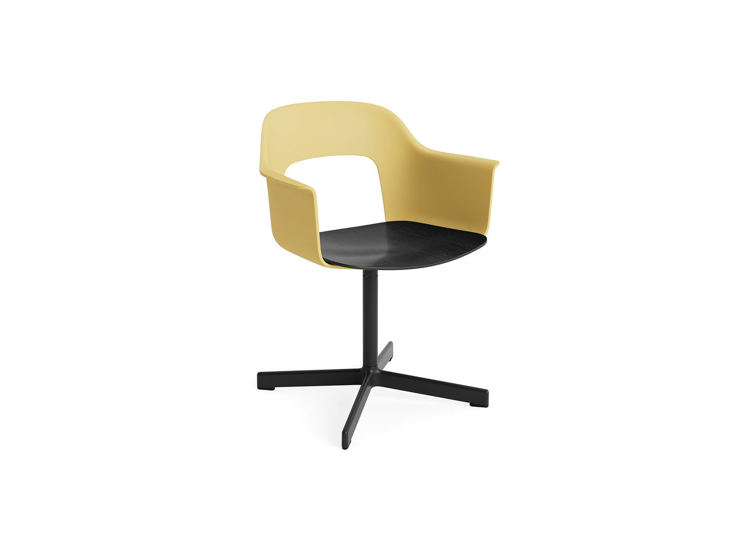 Layout Armchair 232 Swivel Base by HAY - Black Aluminium Base / Biscotti / Black Oak