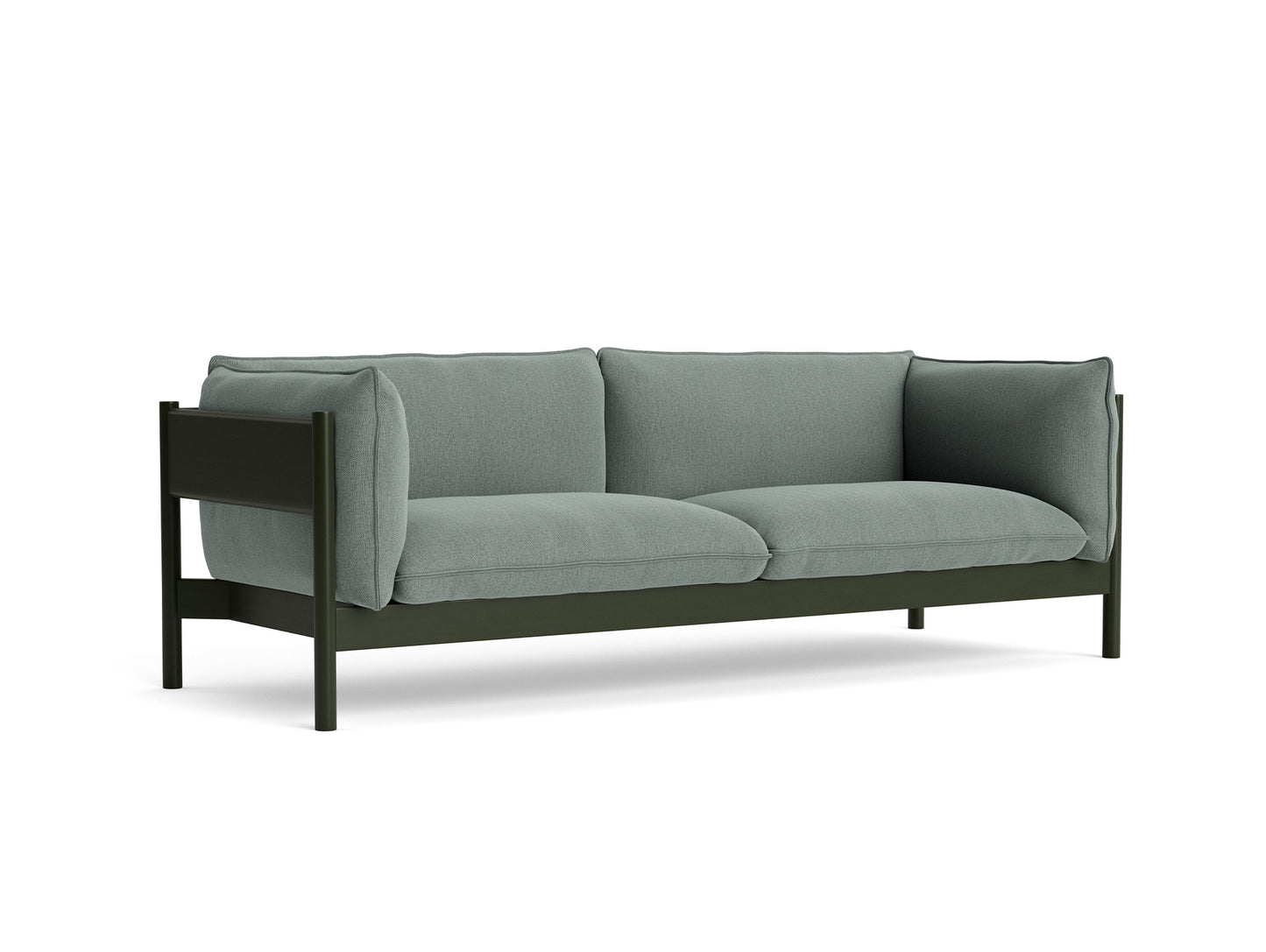 Arbour 3-Seater Sofa by HAY - Bottle Green Water-Based Lacquered Beech / Re-wool 868