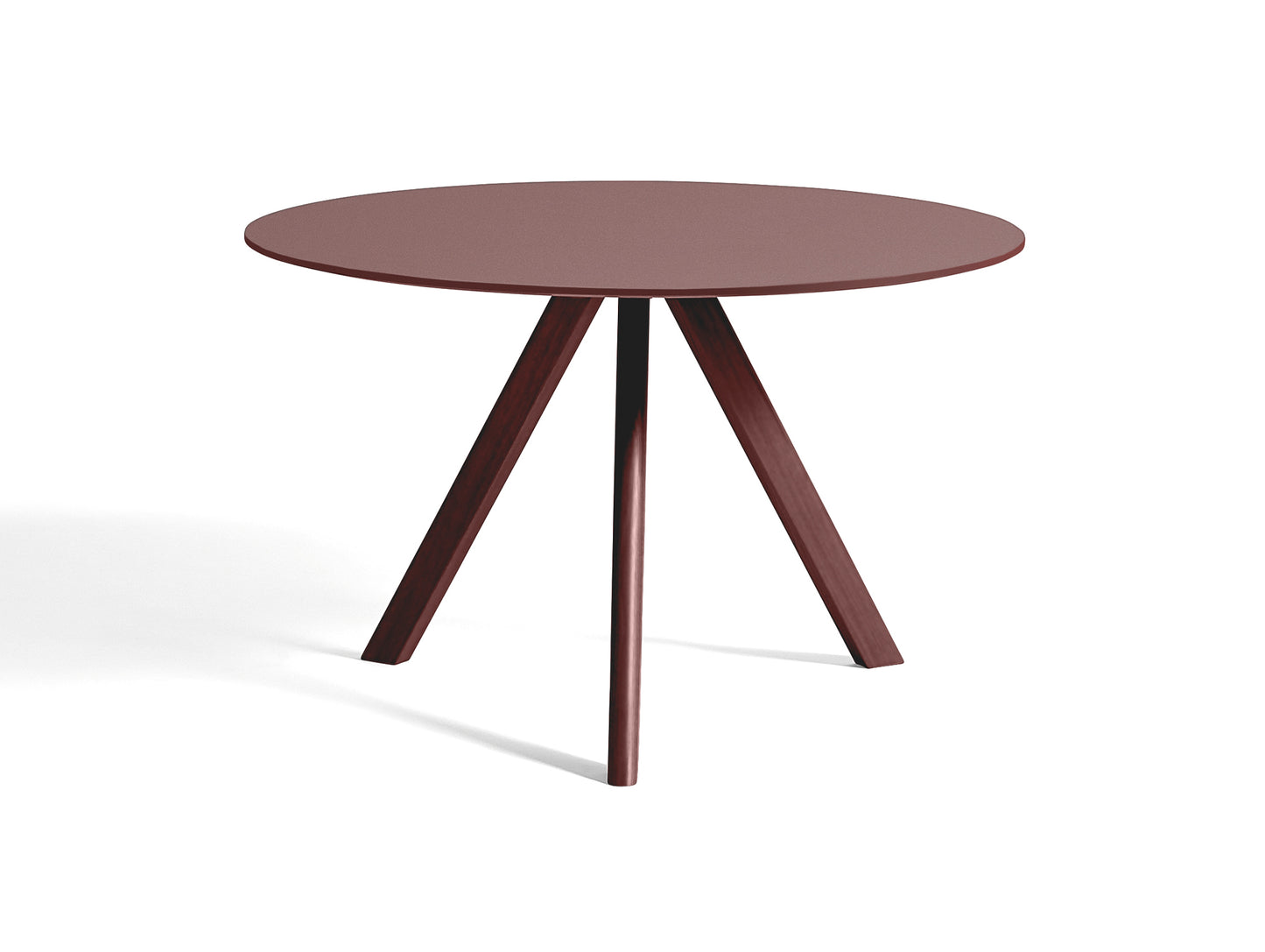 CPH 20 by HAY - Diameter: 120 cm / Bordeaux Lacquered Oak (Water-Based) / Burgundy Linoleum Tabletop