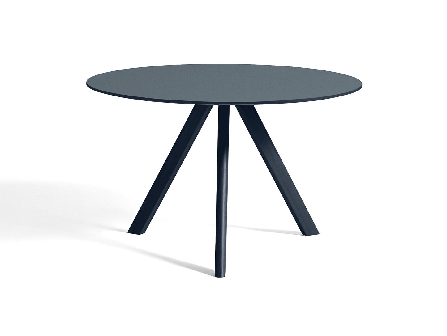 CPH 20 by HAY - Diameter: 120 cm / Deep Blue Lacquered Oak (Water-Based) / Smokey Blue Linoleum Tabletop