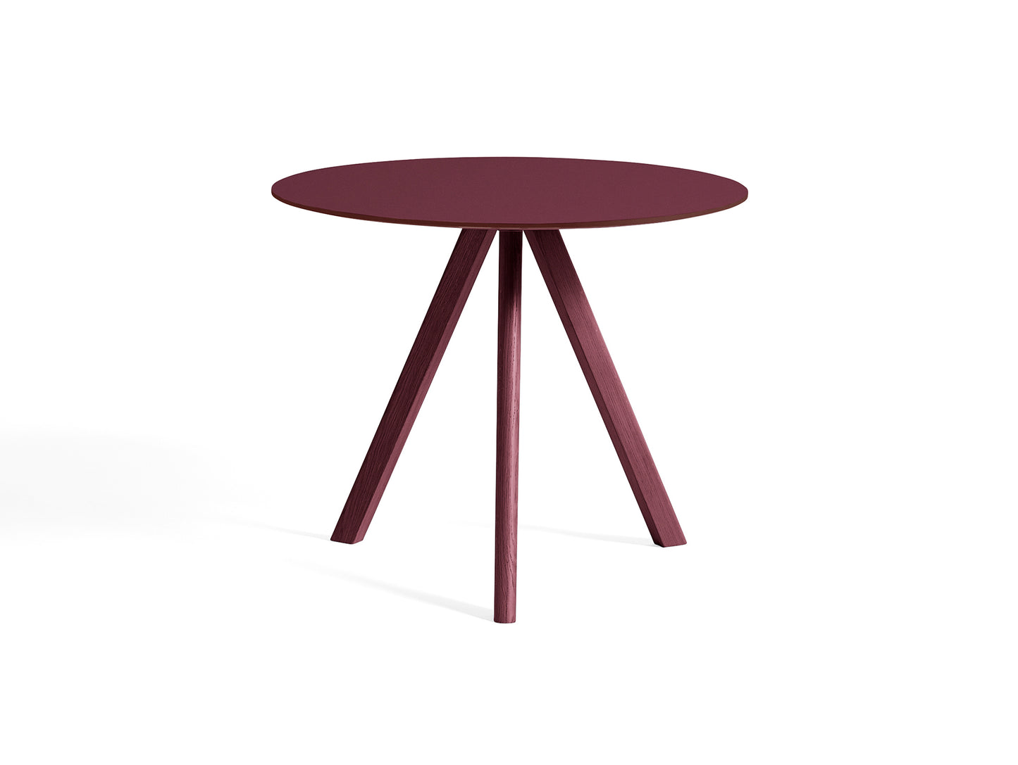 CPH 20 by HAY - Diameter: 90 cm / Bordeaux Lacquered Oak (Water-Based) / Burgundy Linoleum Tabletop