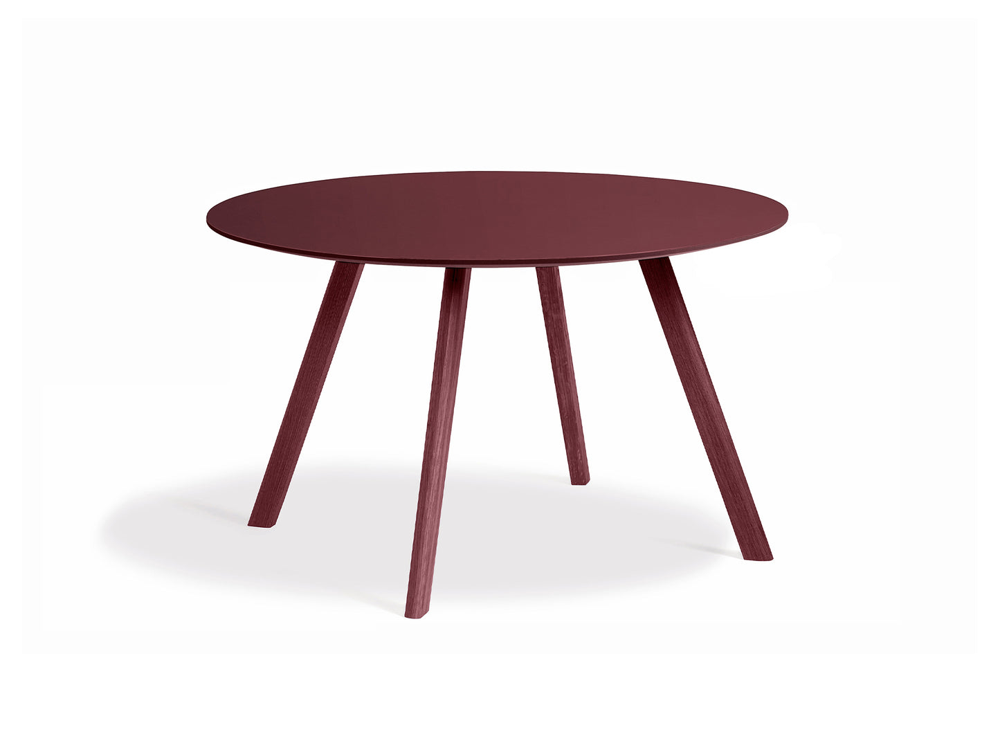Copenhague Round Dining Table CPH25 by HAY - D120 cm / Burgundy Linoleum Tabletop / Bordeaux Lacquered Oak Base