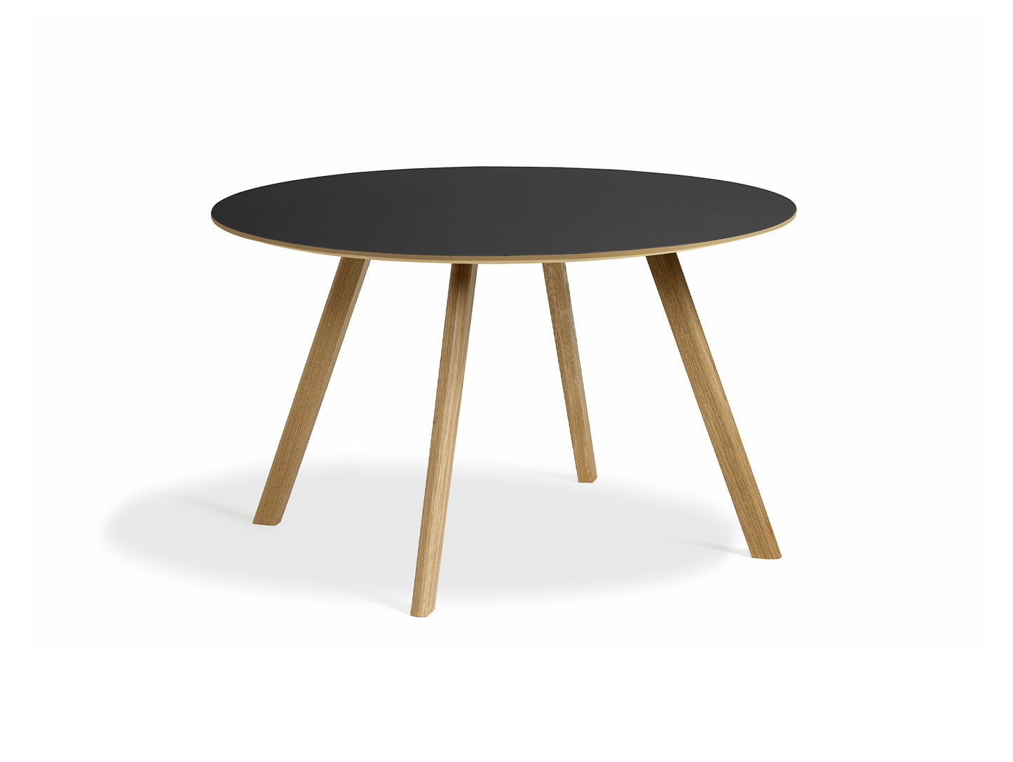 Copenhague Round Dining Table CPH25 by HAY - D120 cm / Black Linoleum Oak Tabletop / Lacquered Oak Base