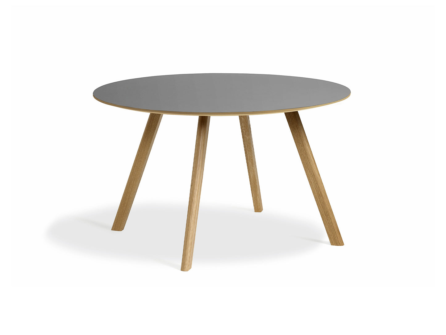 Copenhague Round Dining Table CPH25 by HAY - D120 cm / Grey Linoleum Oak Tabletop / Lacquered Oak Base