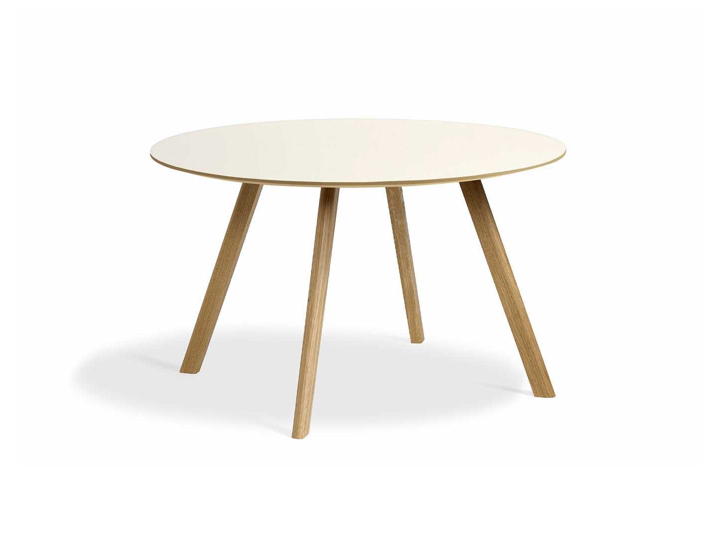 Copenhague Round Dining Table CPH25 by HAY - D120 cm / Off White Linoleum Oak Tabletop / Lacquered Oak Base