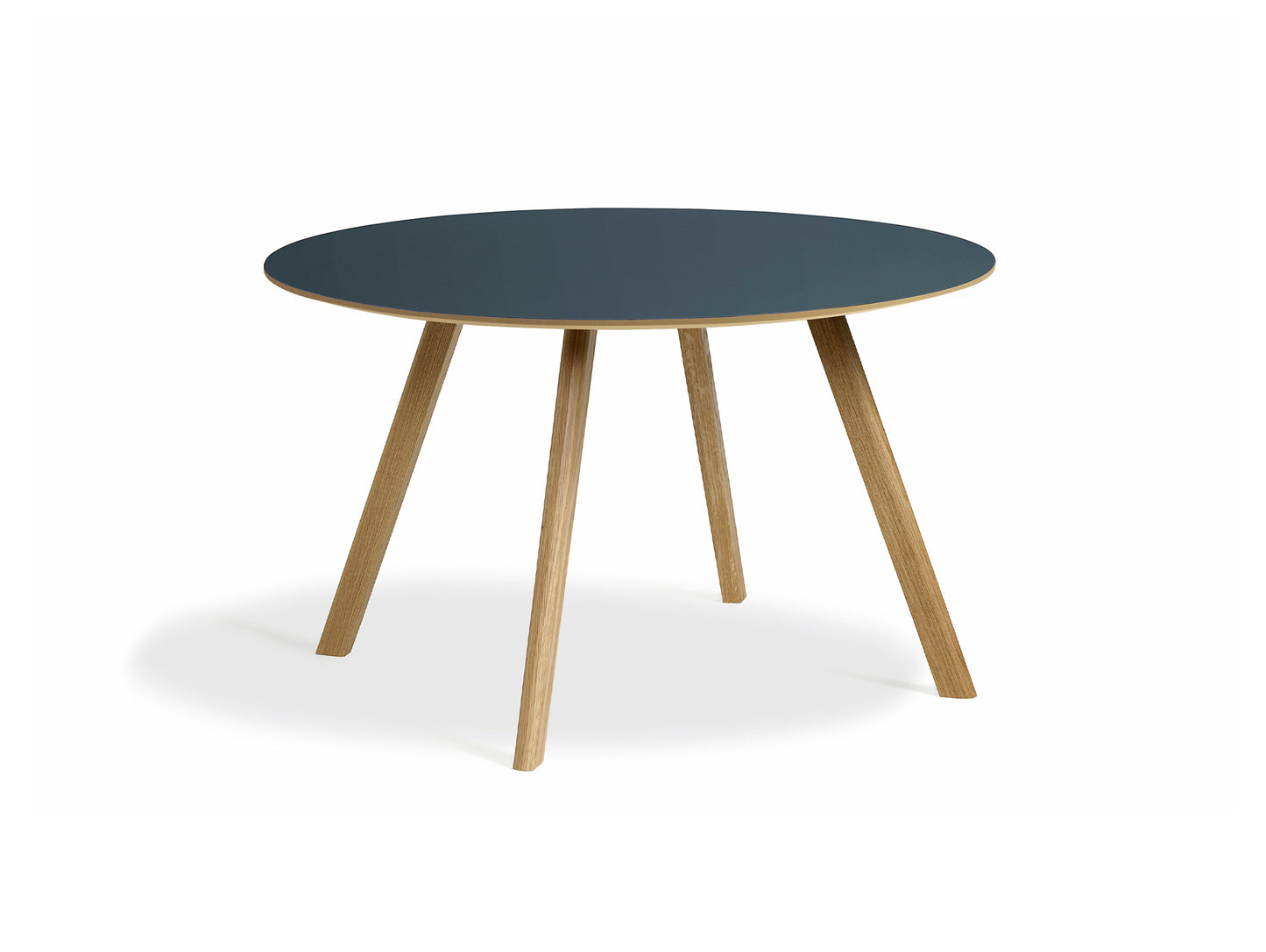 Copenhague Round Dining Table CPH25 by HAY - D120 cm / Blue Linoleum Oak Tabletop / Lacquered Oak Base