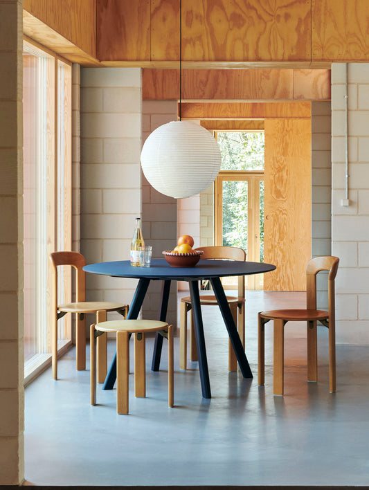 Copenhague Round Dining Table CPH25 by HAY - Smokey Blue Linoleum Tabletop / Deep Blue Lacquered Oak