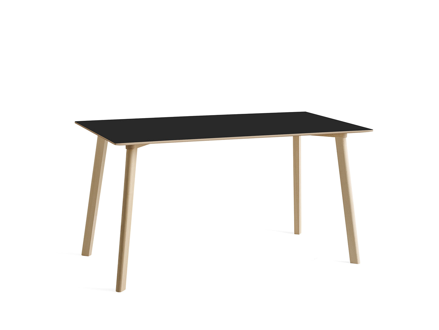 Copenhague Deux Table CPH 210 by HAY -  140x75 cm / Untreated Beech / Ink Black Laminate