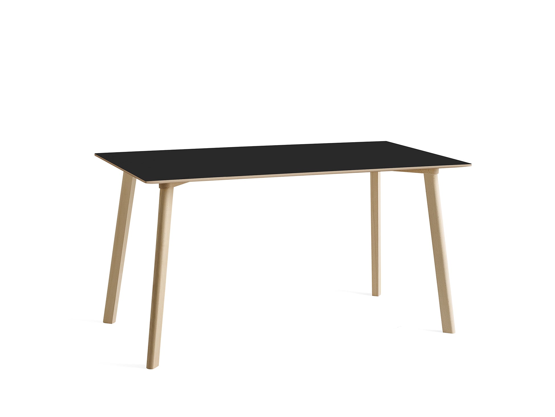 Copenhague Deux Table CPH 210 by HAY -  140x75 cm / Untreated Beech / Ink Black Laminate