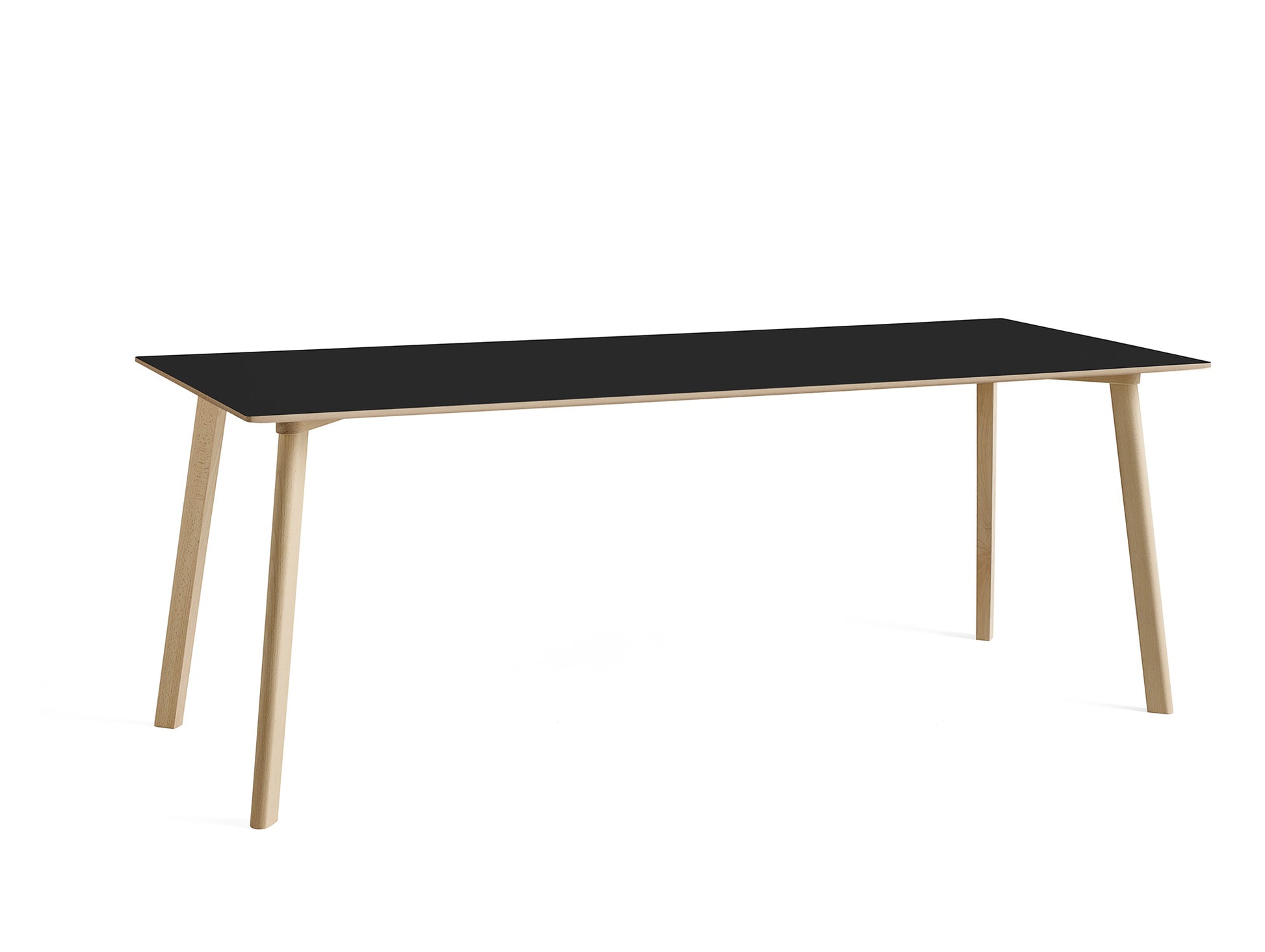Copenhague Deux Table CPH 210 by HAY -  200x75 cm / Untreated Beech / Ink Black Laminate