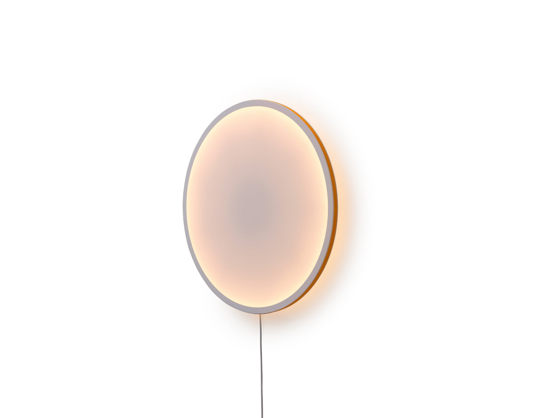 Calm Wall Lamp by Muuto - D68 cm / With an Inline Dimmer and Plug / White Shade / Orange Edge