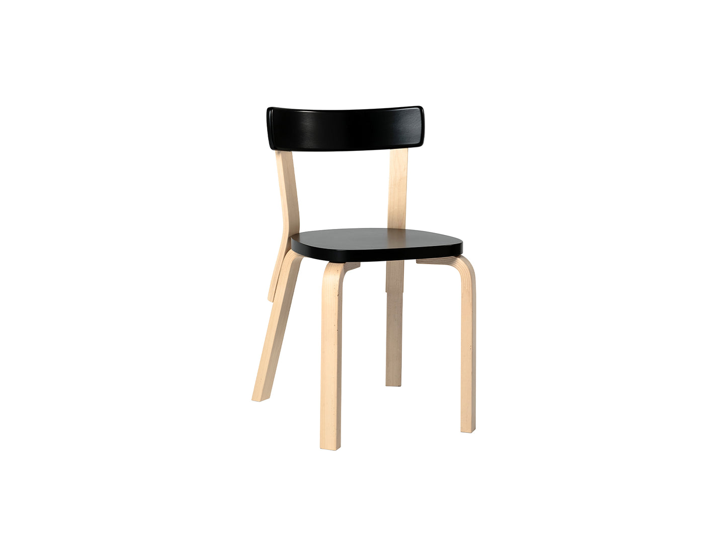 Chair 69 by Artek - Legs and backrest support natural lacquered, seat and backrest black lacquered