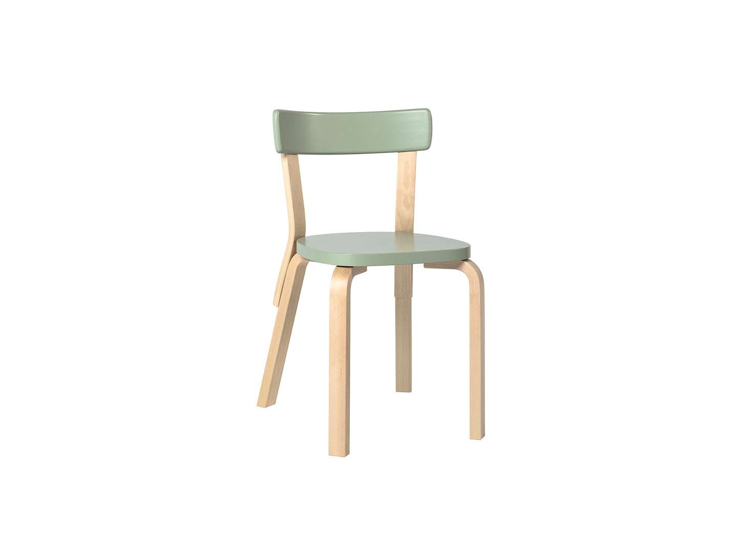Chair 69 by Artek - Legs and backrest support natural lacquered, seat and backrest green lacquered