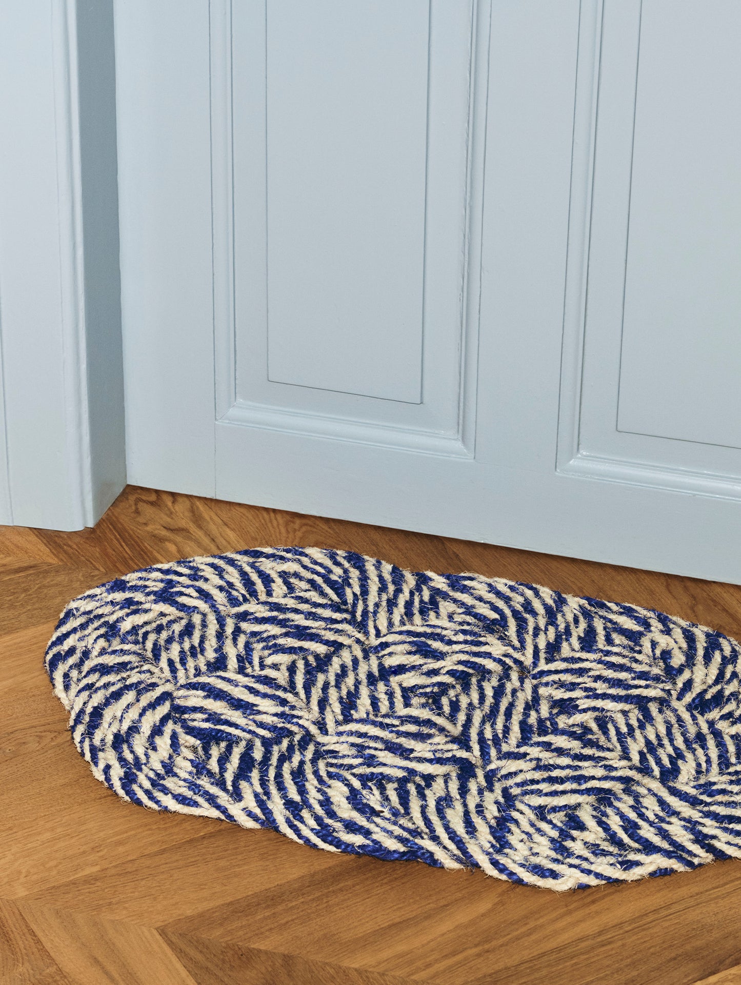 Coco Door Mat - Swirl by HAY - Blue and Off White