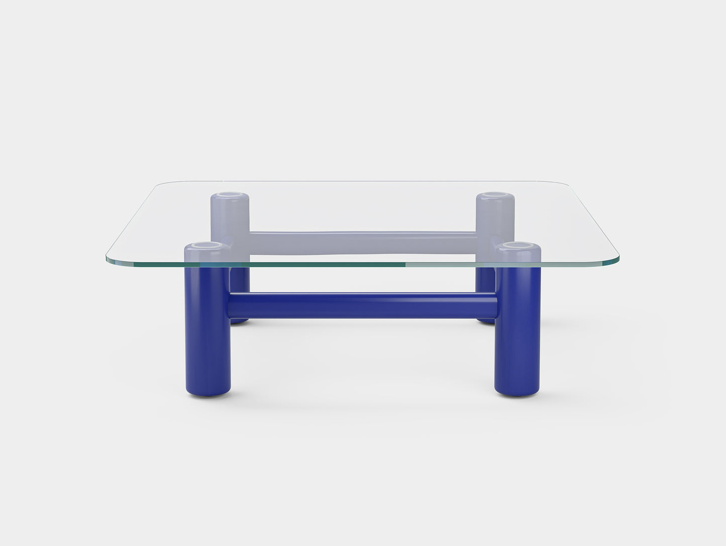Boundary Table by Massproductions - Square (120 x 120 cm) / Ultramarine Blue Varnished Beech
