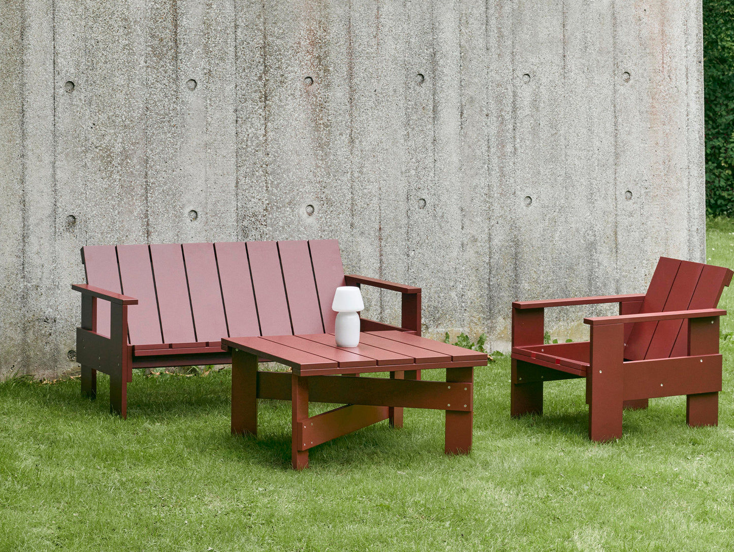 Crate Lounge Sofa by HAY - Iron Red Lacquered Pinewood