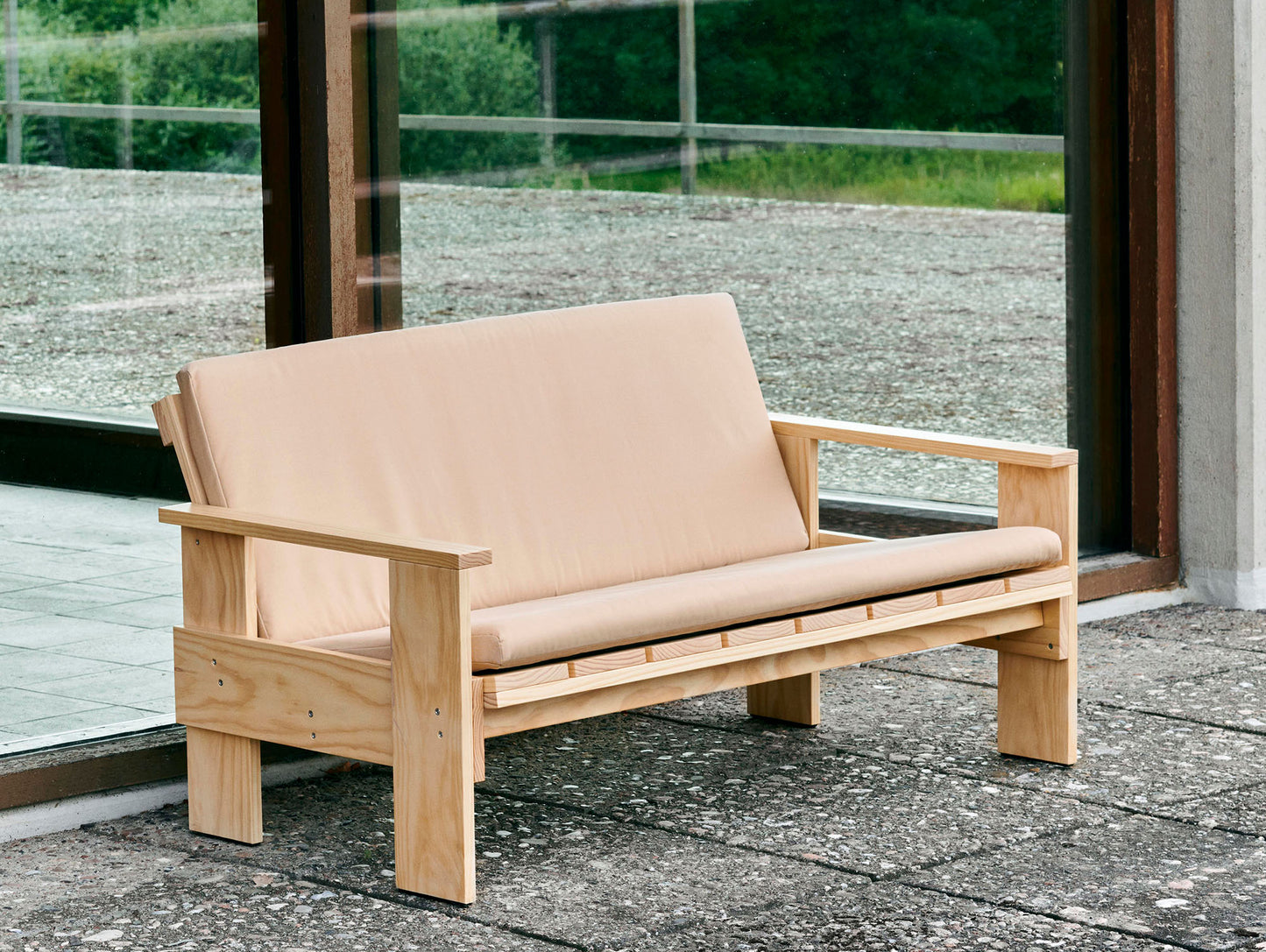 Crate Lounge Sofa with Seat Cushion by HAY - Lacquered Pinewood