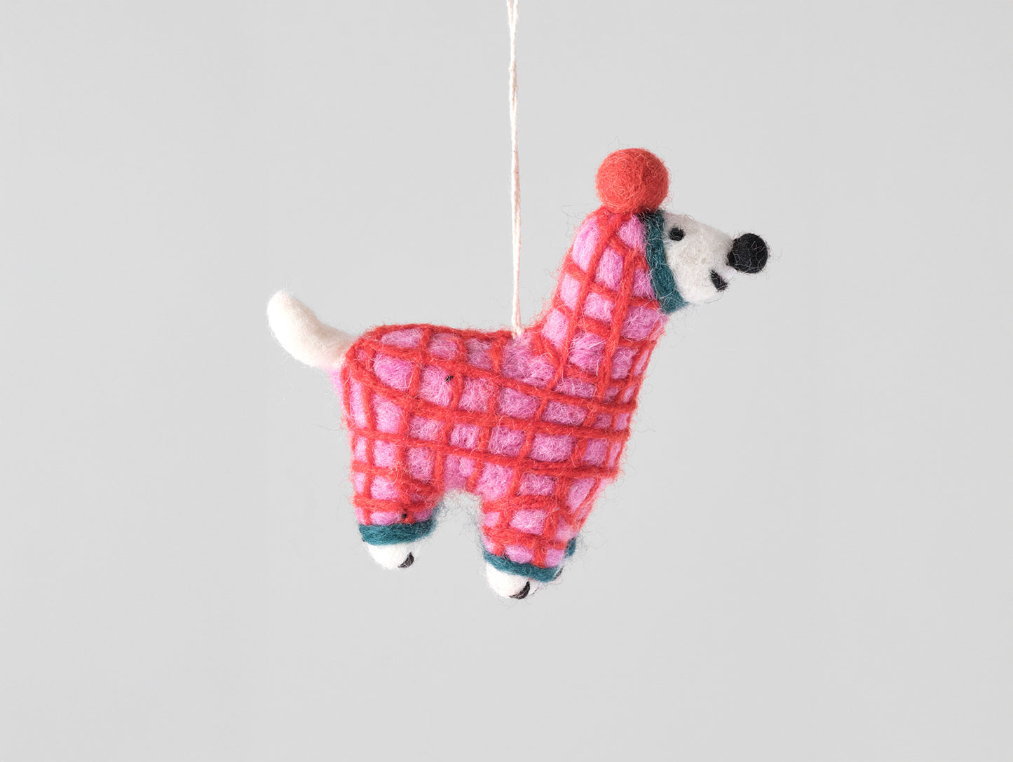 Jayla, Dog in Red Onesie Felt Hanging Decoration