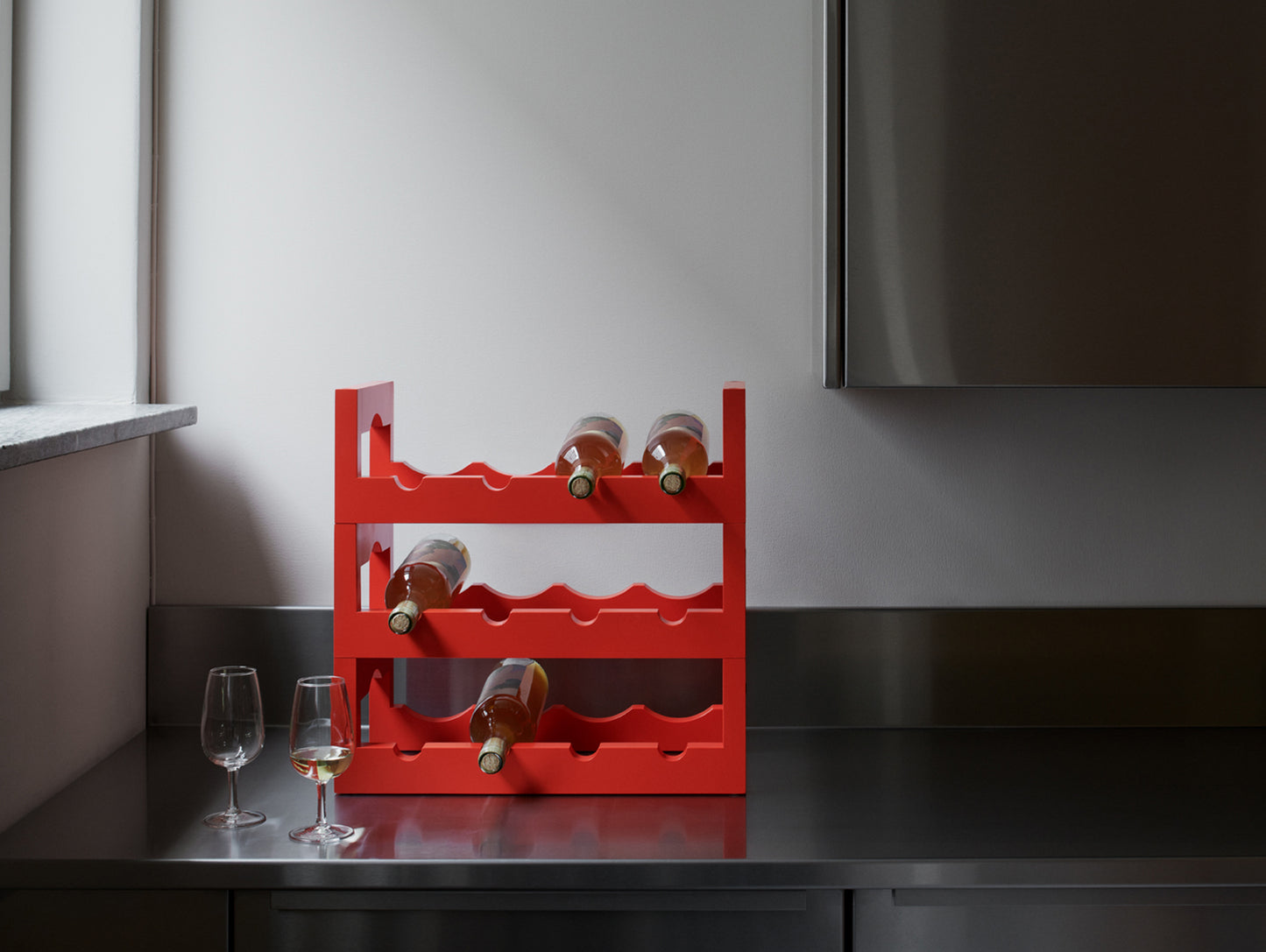 Silo Wine Rack by Massproductions - Pure Red Painted Beech