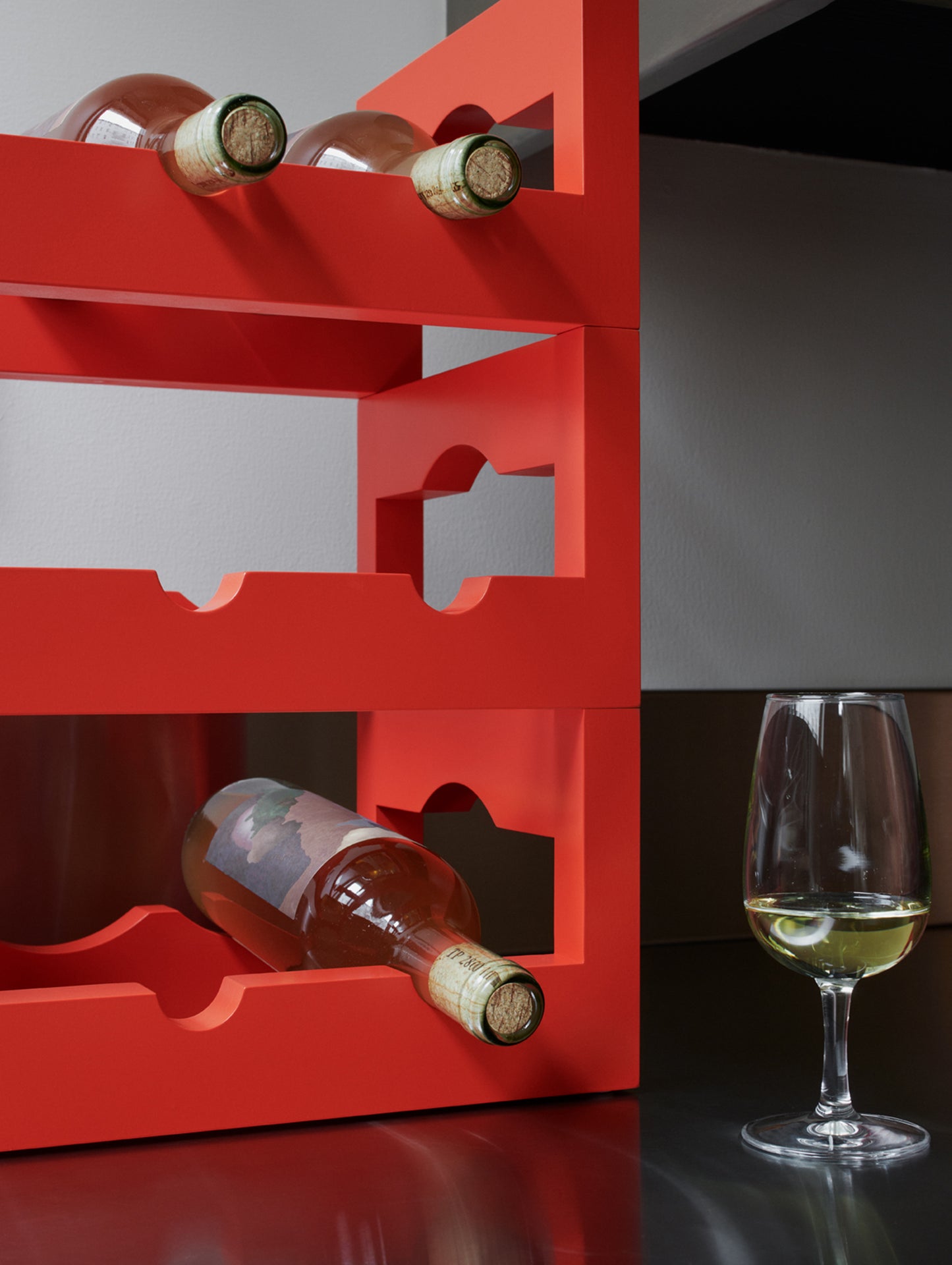 Silo Wine Rack by Massproductions - Pure Red Painted Beech
