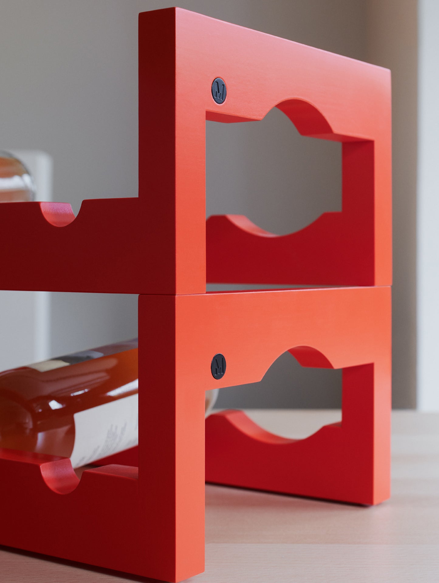 Silo Wine Rack by Massproductions - Pure Red Painted Beech