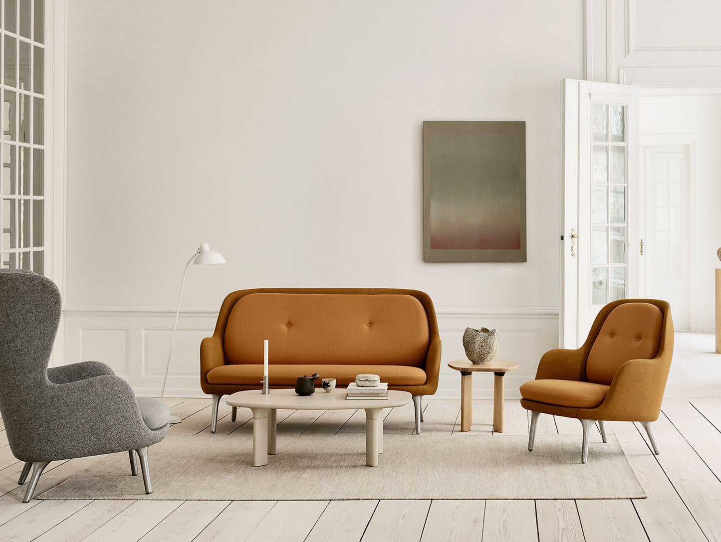 Fri 2-Seater Sofa by Fritz Hansen - JH140/ Shell: Remix 3 422 / Cushions: Vidar 4 472