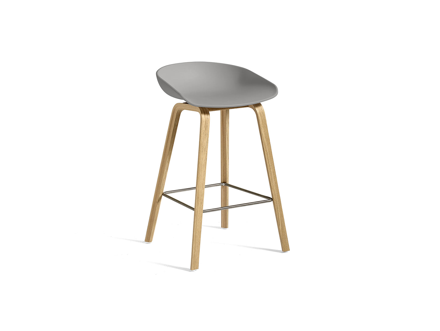 About A Stool AAS 32 by HAY - H 65cm / Concrete Grey Shell / Lacquered Oak Base