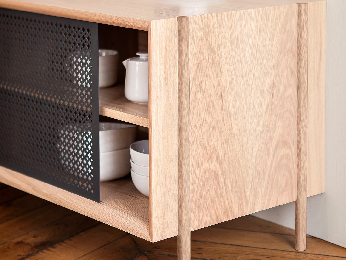 Gabin Low Sideboard by Harto - Oak / Slate Grey