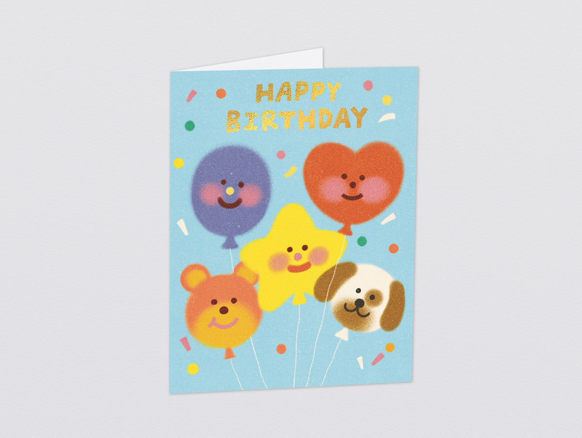 'Happy Birthday Balloon Gang' Kids Greeting Card by Wrap