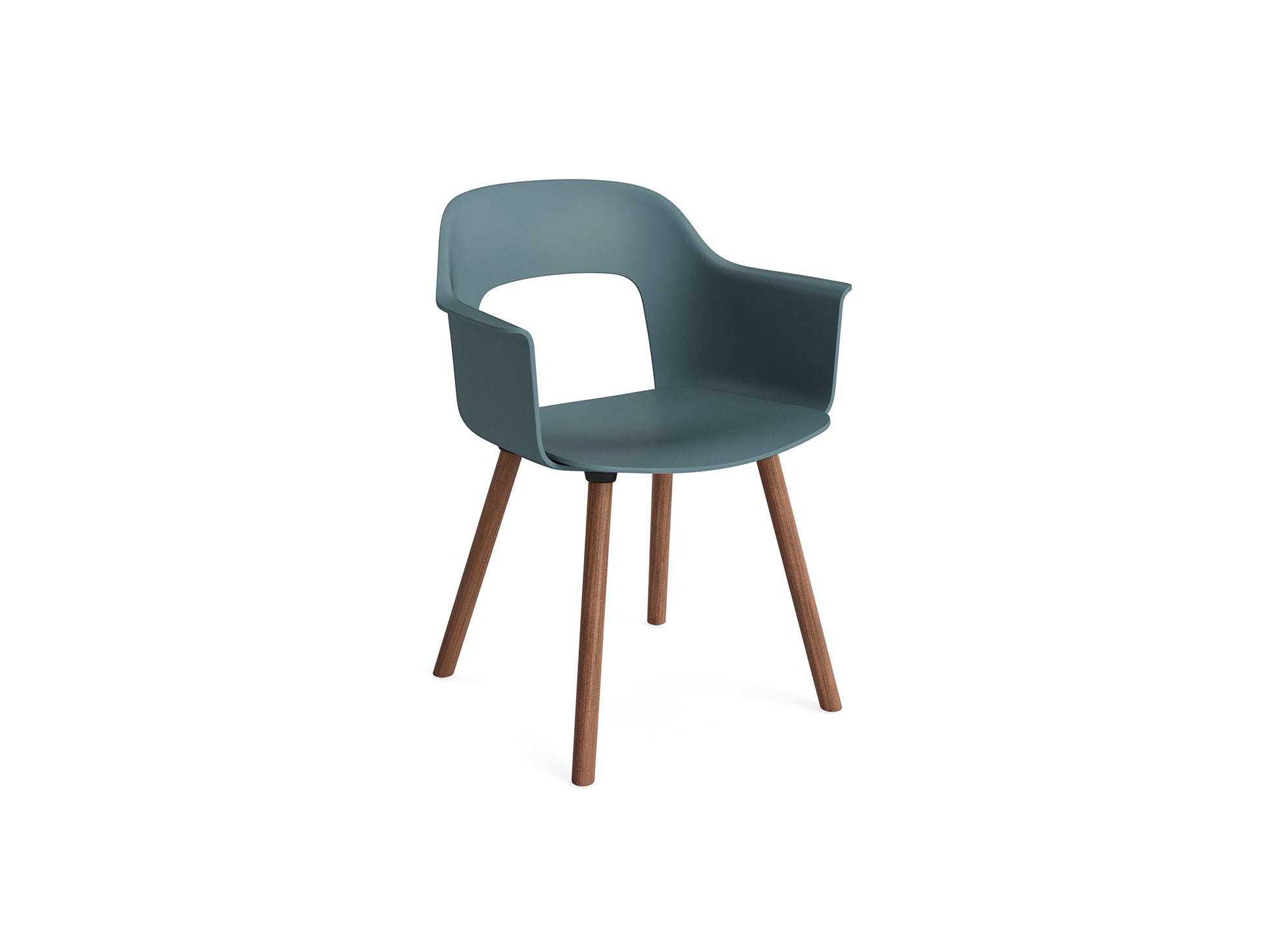 Layout Armchair Wood Base by HAY - Polypropylene Seat (221) / Lacquered Walnut Base / Ocean